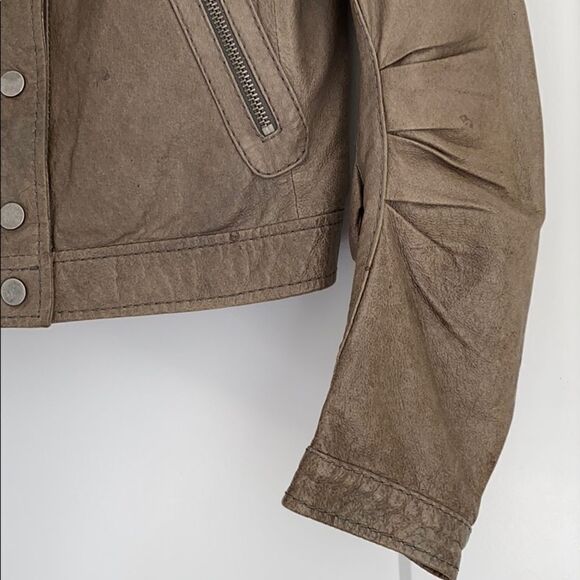 BCBGMAXAZARIA leather Snap Collar Moto Bomber Jacket Small EUC - Picture 6 of 15